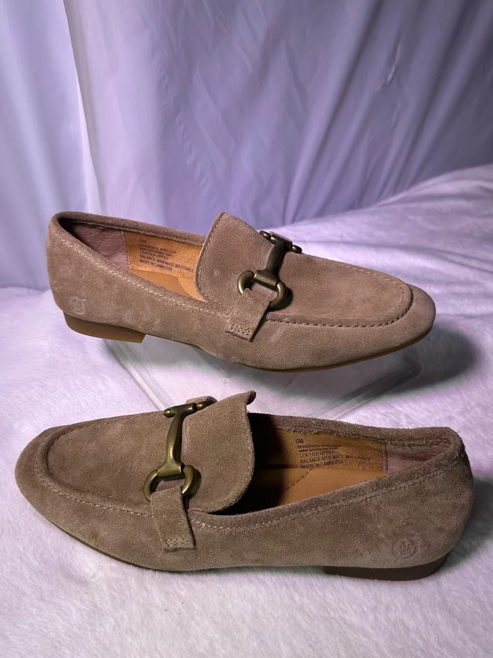 Born Suede Loafers with Metal Bit - Tan